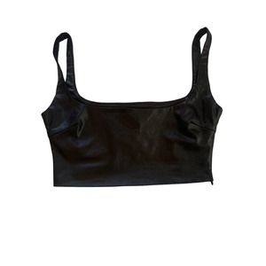 Salty Faux Leather Crop Top Bralette Black Size M